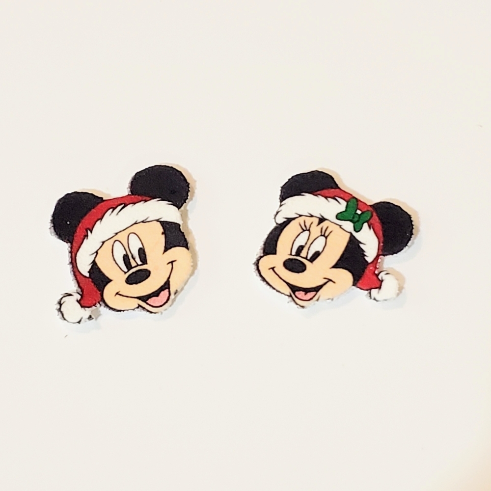 Mickey and Minnie Mouse Santa Earrings